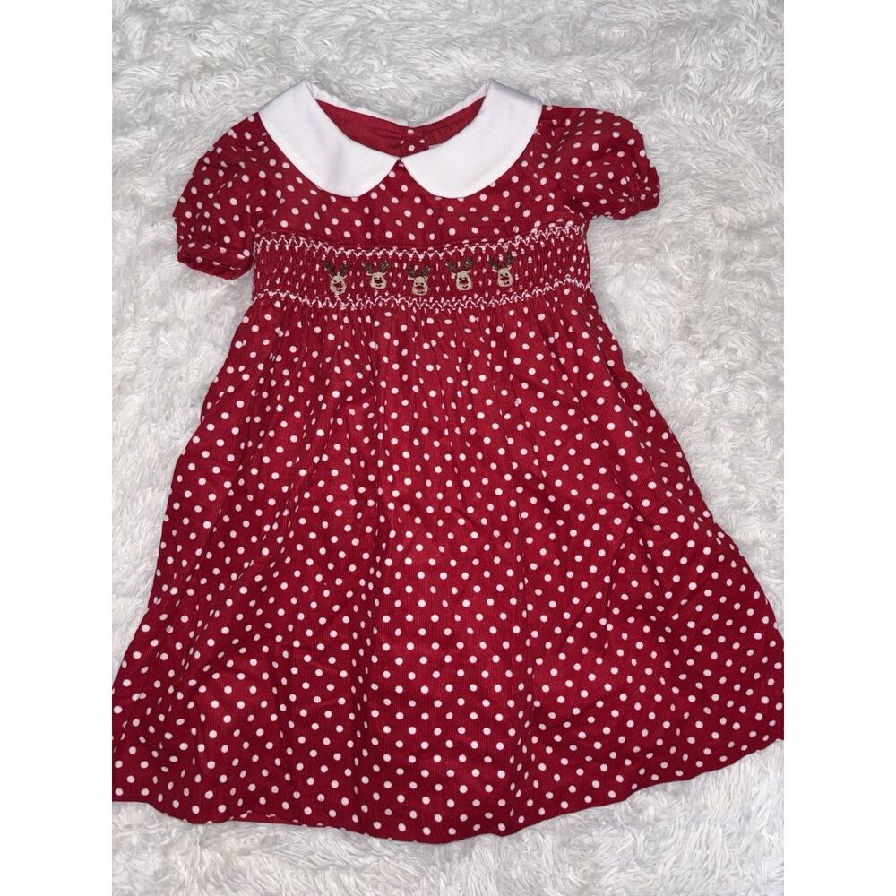 Mia Juliana Girls Sz. 2THoliday Smock Reindeer Dress. Beautiful, Exc. Condition